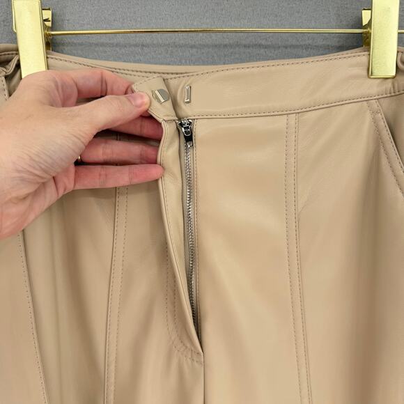 Jonathan Simkhai Tessa Tie Belt Faux Vegan Leather High Rise Straight Tan Pants - Picture 7 of 12